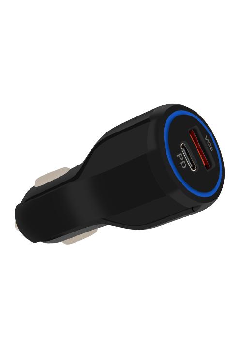 15W PD Car Charger With USB Port MW8182 BLACK