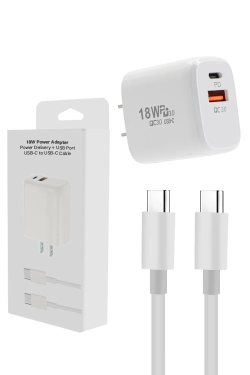 18W PD USB Wall Plug Combo With Type-C To C Cable MW8183