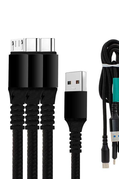 3 In 1 Cable with 1 Micro USB and 2 Type-C Head Jacks 1V82TC Black