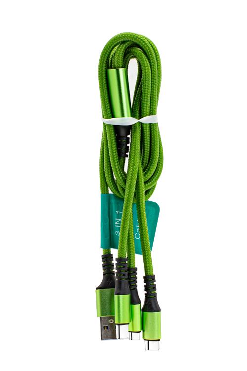 3 In Cable With 3 Type-C Head Jacks 3TC Green