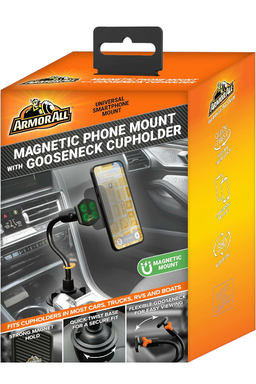 ArmorAll Goosneck Cupholder Magnetic Phone Mount AMH31014BLK