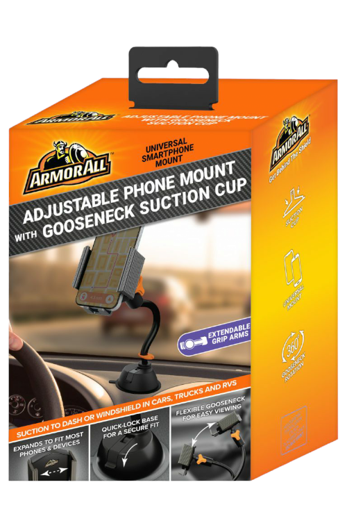 Armorall Goosneck Cup Holder Adjustable Phone Mount with 360° Rotation AMH31003BLK