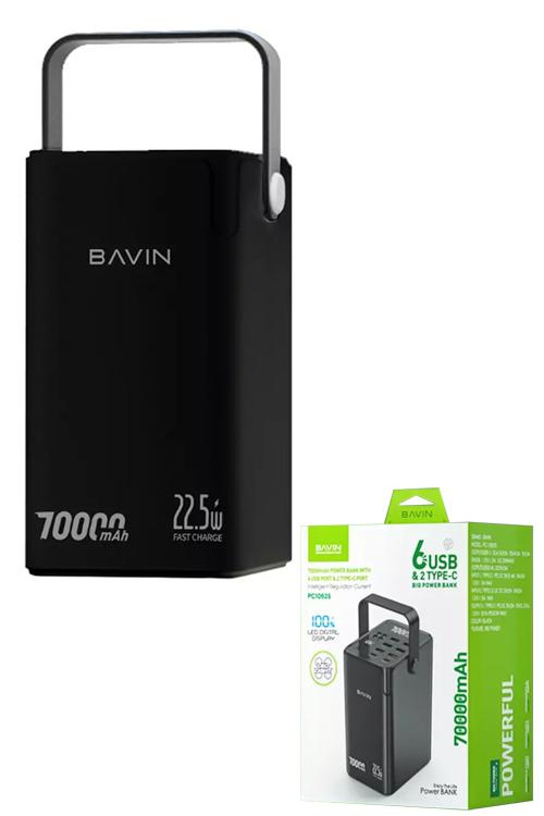 Bavin 70,000 mAh 22.5W Power Bank With 6 USB Ports And Flashlight PC1062S