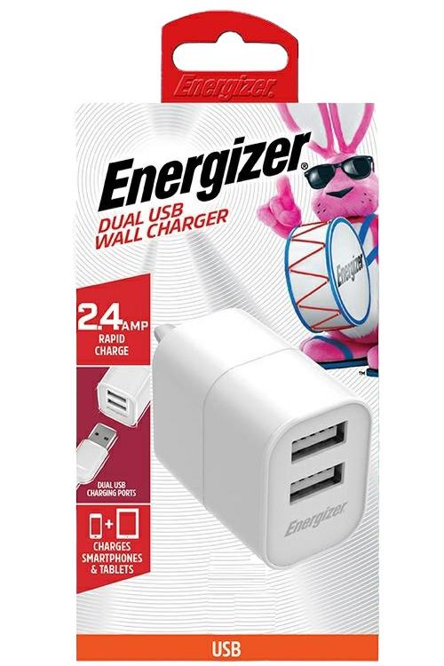 Energizer Dual USB Port Wall Charger White ENGUSBW3WH