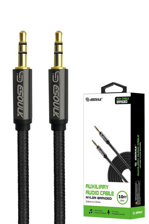 Esoulk 10FT Auxiliary Cable Black EC31AXBK