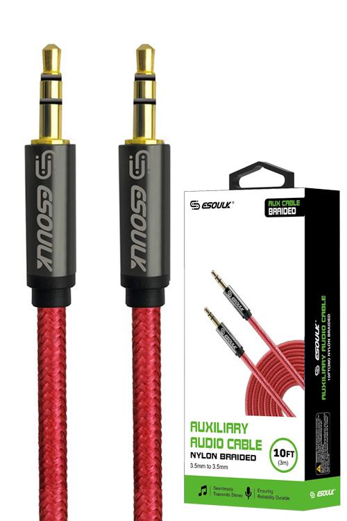 Esoulk 10FT Auxiliary Cable Red EC31AXRD