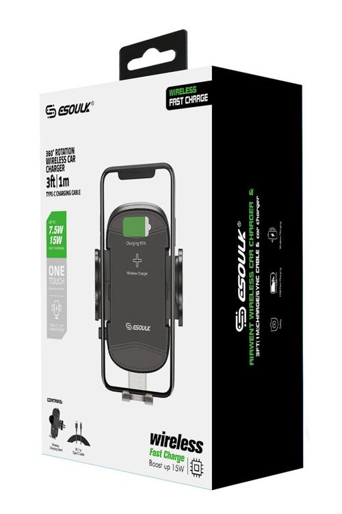 Esoulk Wireless 15W Charger Air Vent Mount Wholesale-EH39BK
