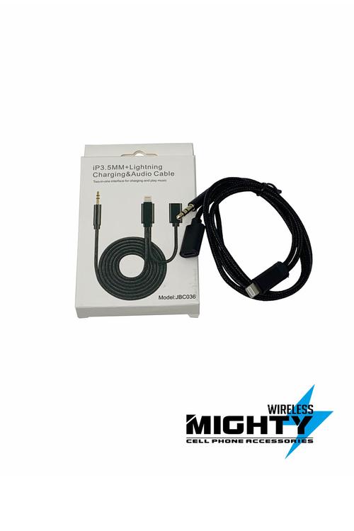 Lightning to Female Lightning and Male Auxiliary Cable Wholesale-JBC036