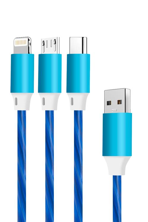 LED 3 IN 1 Cable With Light 3N1L Blue