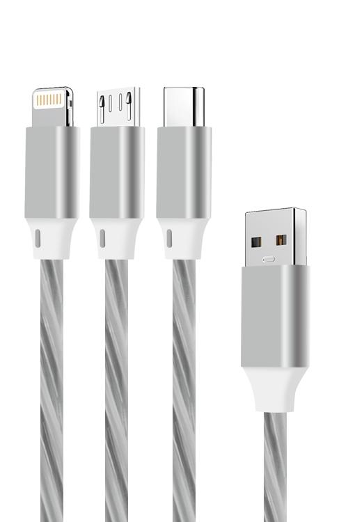 LED 3 IN 1 Cable With Light 3N1L White