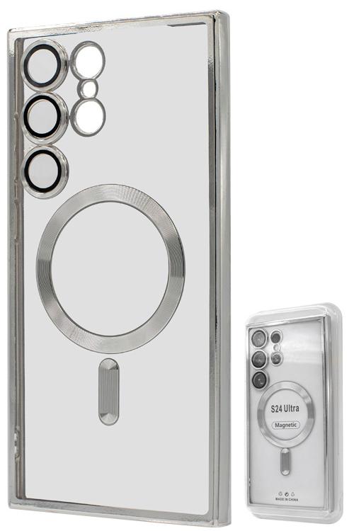 S24 Ultra TPU Case With Metallic Magnet Wholesale Silver
