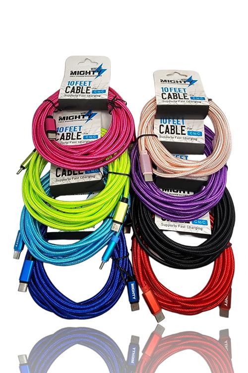 Type-C to Type-C 10FT Solid Fabric Cable Wholesale-CC10FT