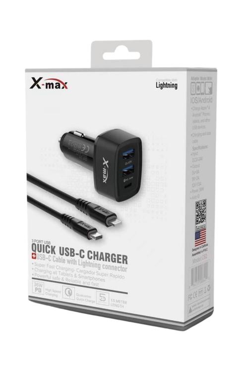 Xmax PD Car Charger and Cable Combo Wholesale-C62PD