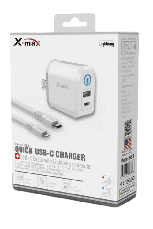 Xmax PD Wall Charger and Cable Combo Wholesale-H53